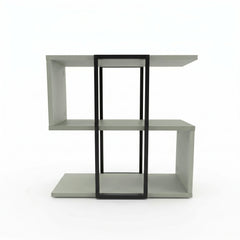 Homia Stepped Side Table with Open Shelves – Living Room End Table – Ash Green