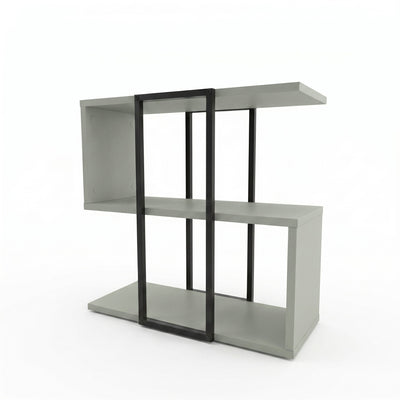 Homia Stepped Side Table with Open Shelves – Living Room End Table – Ash Green