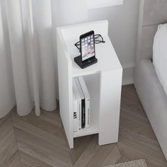 Elos Modern Bedside Table Left Module 25cm Narrow – White