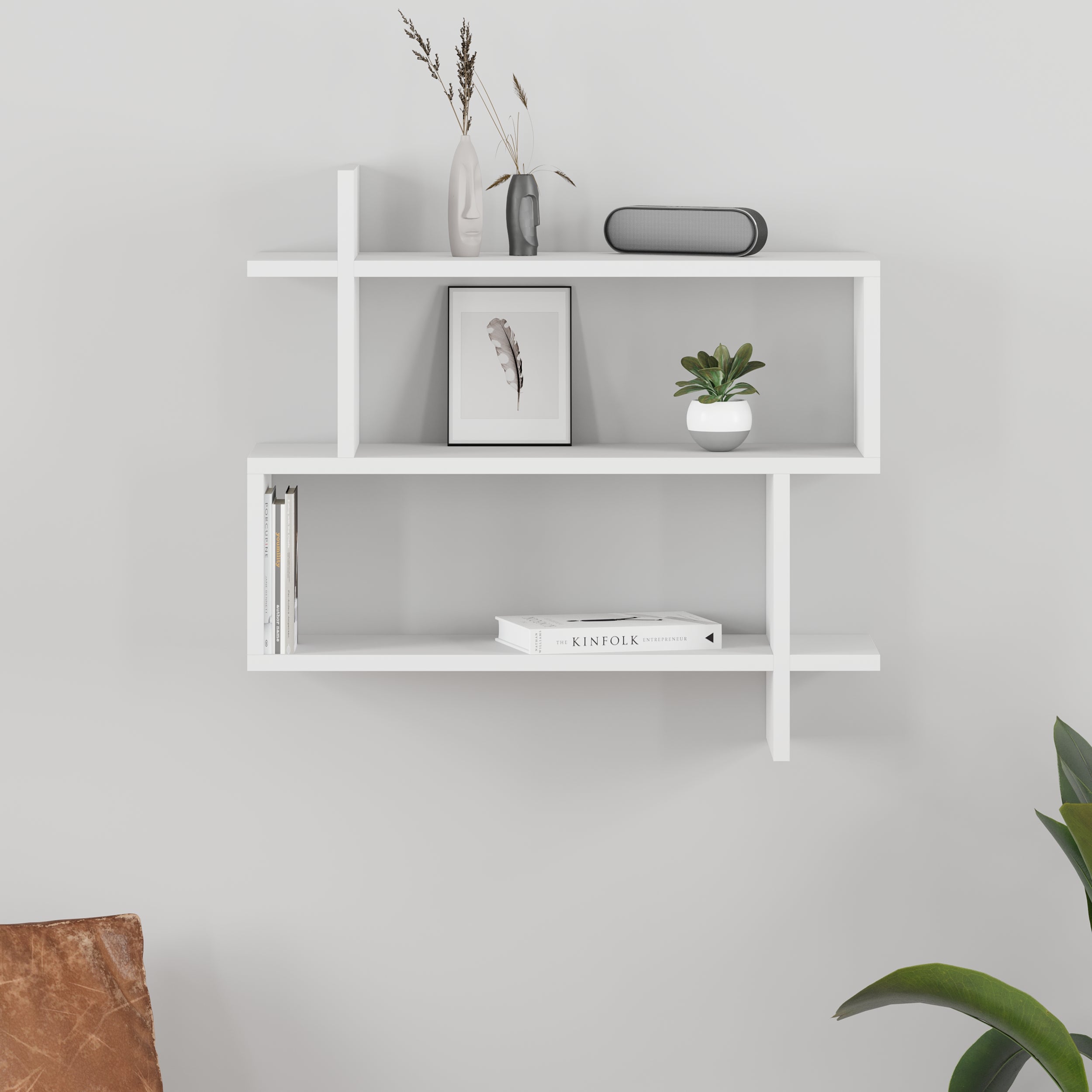 Paralel Wall Mounted Modern Bookcase Display Unit Medium W 70 cm - Decortie