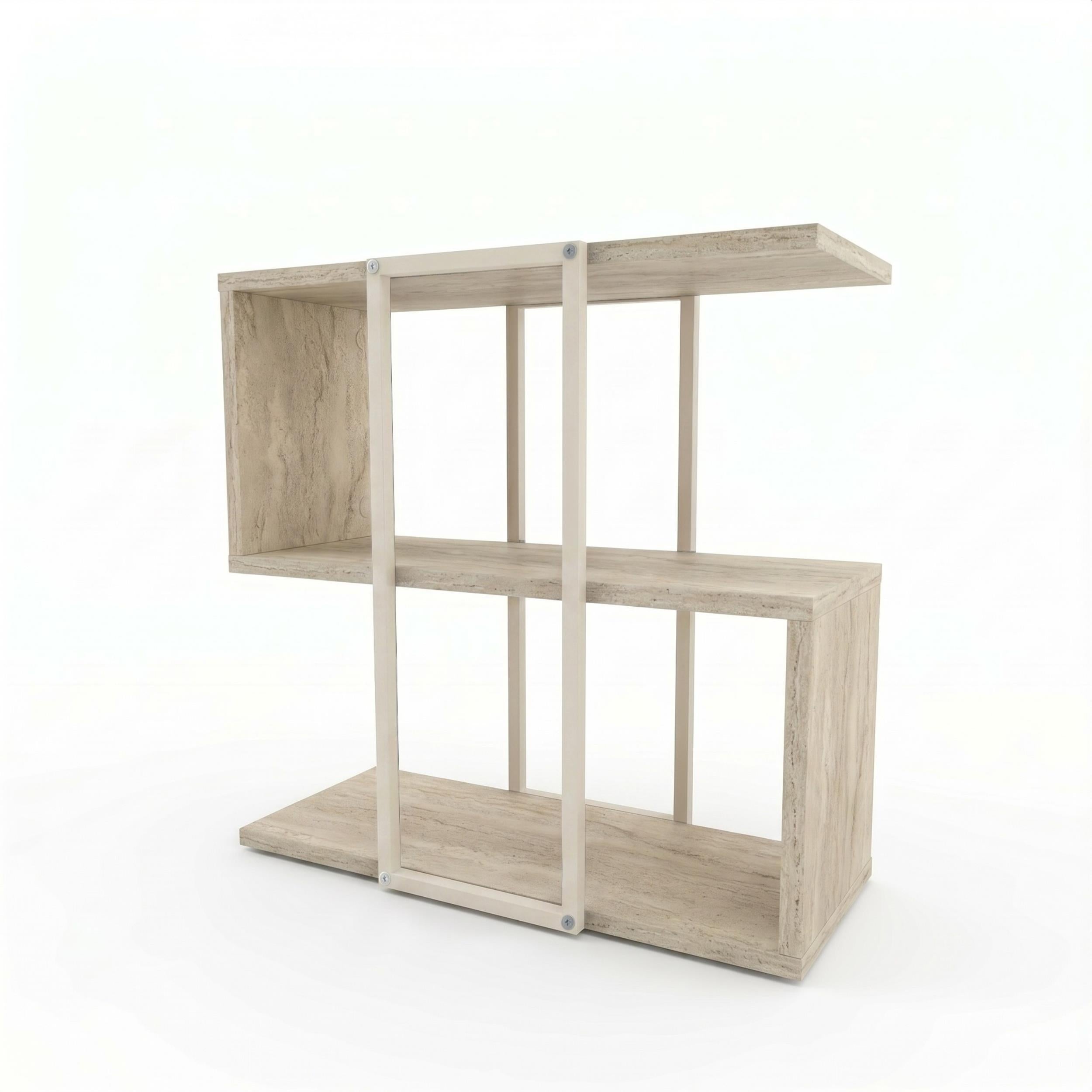 Homia Stepped Side Table with Open Shelves – Living Room End Table - Additional Image 3