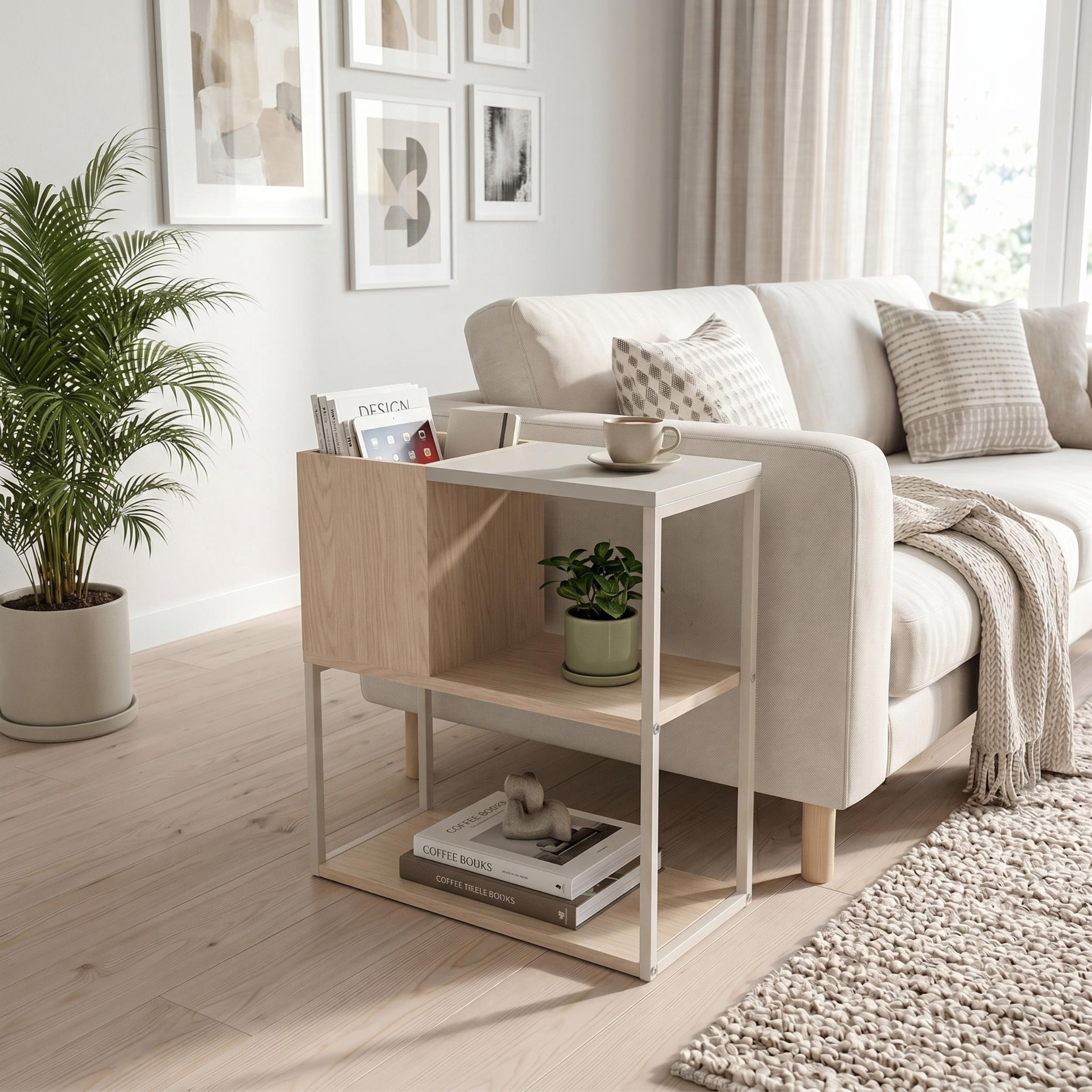 Tania Side Table with Storage Shelves