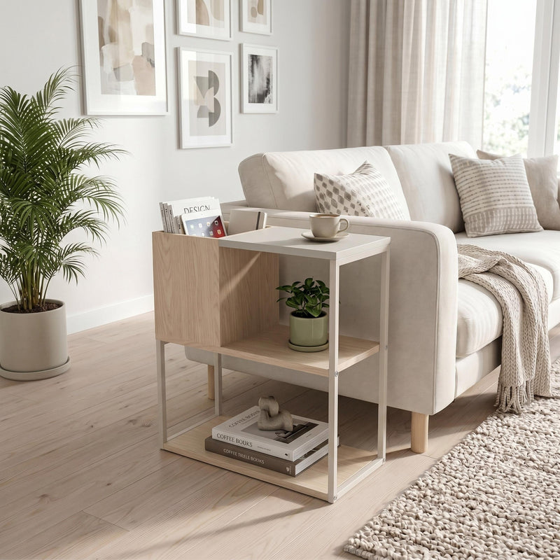 Tania Side Table with Storage Shelves