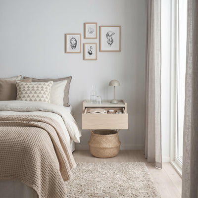 Brisa Floating Bedside Table - open drawer detail