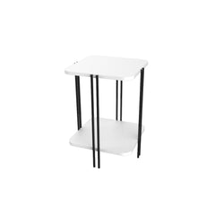 Notus 2-Tier Side Table with Shelf – White