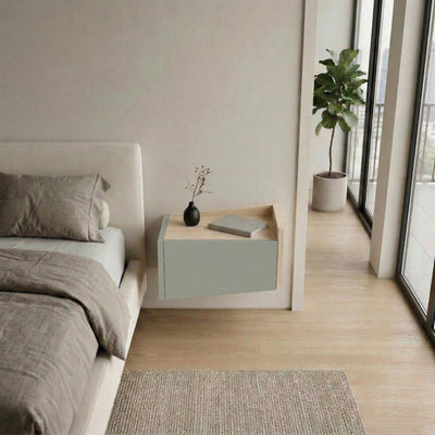 Diago Floating Bedside Table Right - styled in a bedroom setting