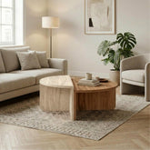 Aloeva Modern Round Coffee Table in Deep Oud,Travertine