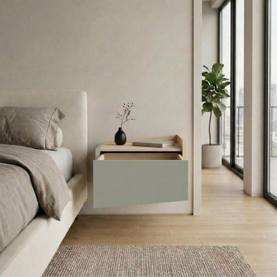 Diago Floating Bedside Table Right - open drawer detail