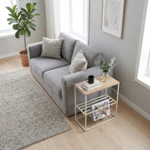 Teno Side Table with Storage Shelf – Naturak Oak, Sandstone