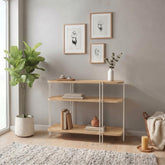 Notus Console Table with Shelves in Sapphire Oak