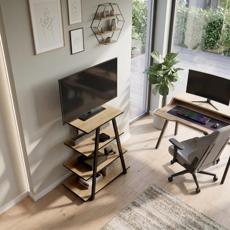 Lyno Angled Mini TV Entertainment Unit with Open Shelves - Additional Image 16