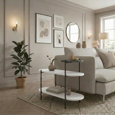 Somo 3-Tier Display Side Table in White,Retro Grey