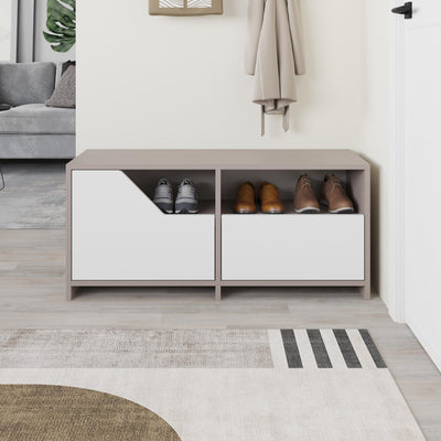 Nexus Modern Shoe Rack Storage - Shoe Rack with Angled Drop-Front Doors