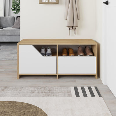 Nexus Modern Shoe Rack Storage - Shoe Rack with Angled Drop-Front Doors