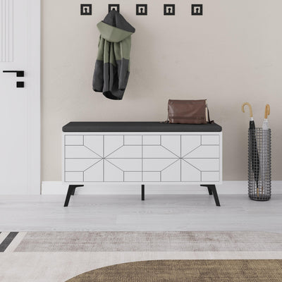 Dune Shoe Storage Bench – Modern Hallway Bench with Storage – White