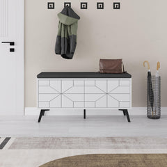 Dune Shoe Storage Bench – Modern Hallway Bench with Storage – White