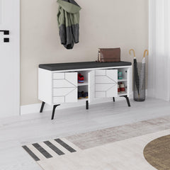 Dune Shoe Storage Bench – Modern Hallway Bench with Storage – White