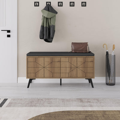 Dune Shoe Storage Bench – Modern Hallway Bench with Storage – Dark Oak