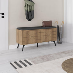 Dune Shoe Storage Bench – Modern Hallway Bench with Storage – Dark Oak