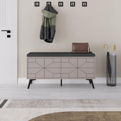 Dune Shoe Storage Bench – Modern Hallway Bench with Storage – Light Mocha