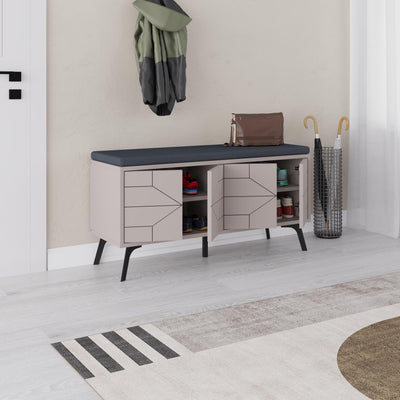 Dune Shoe Storage Bench – Modern Hallway Bench with Storage – Light Mocha