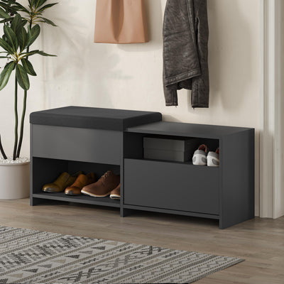 Filux Shoe Bench – Modern Hallway Bench with Storage in Anthracite