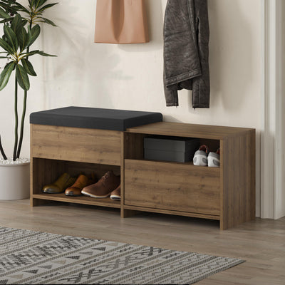Filux Shoe Bench – Modern Hallway Bench with Storage in Dark Oak
