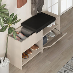 Filux Shoe Bench – Modern Hallway Bench with Storage – Sandstone