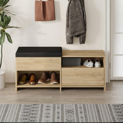 Filux Shoe Bench – Modern Hallway Bench with Storage – Sapphire Oak