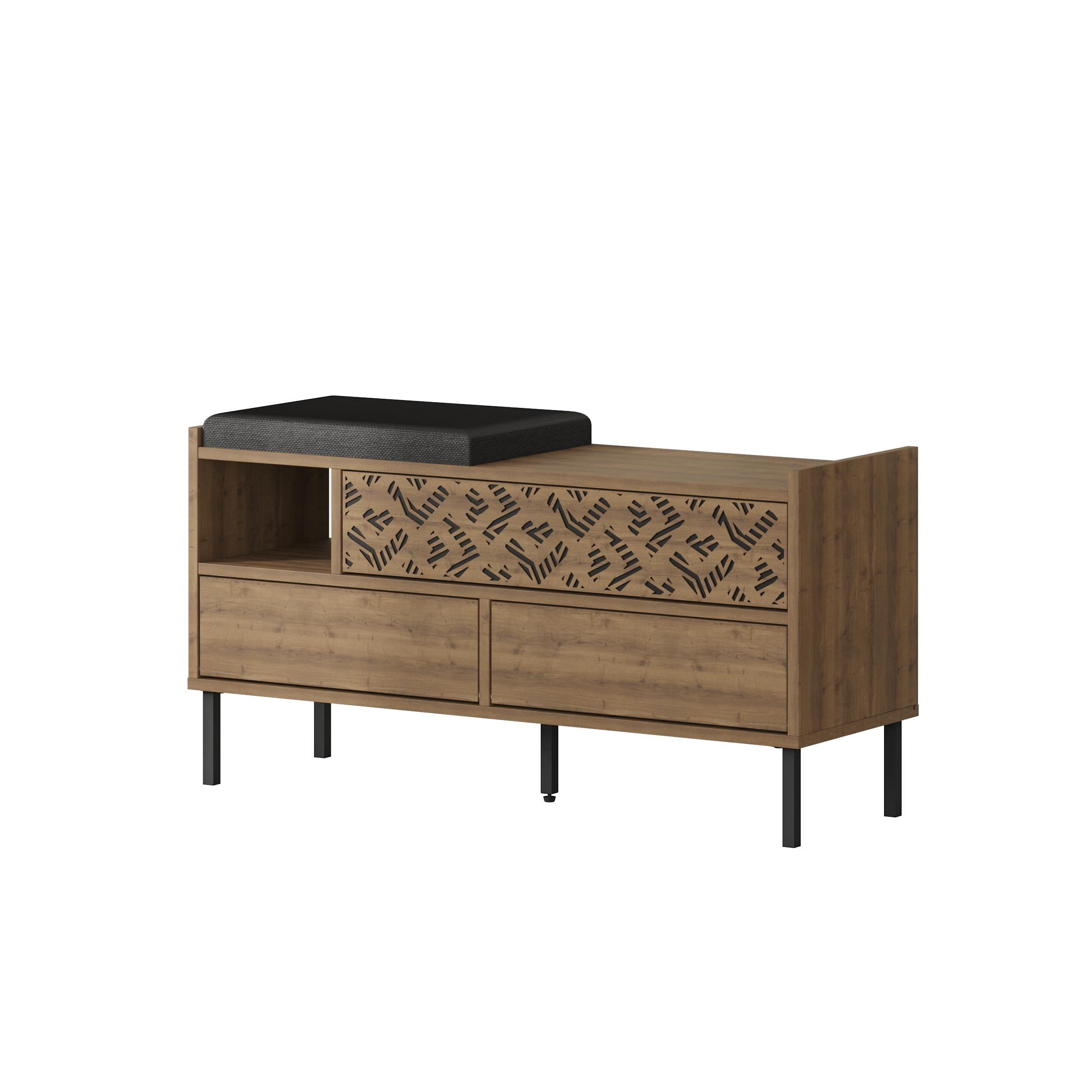 Heaton Modern Shoe Storage Bench – 3 Door Hallway Shoe Cabinet Seat - Additional Image 2