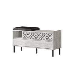 Heaton Modern Shoe Storage Bench – 3 Door Hallway Shoe Cabinet Seat – Ancient White