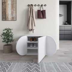 Pozy Shoe Storage Bench – Modern Hallway Bench with Cabinet – White