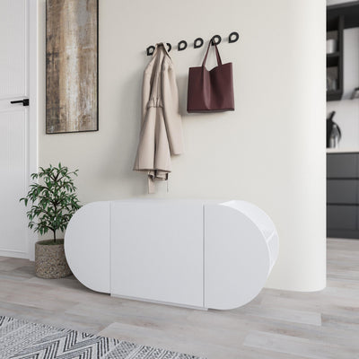 Pozy Shoe Storage Bench – Modern Hallway Bench with Cabinet in White