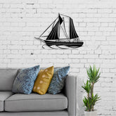 Sail metal wall art, Texture Black, 55x40cm, styled on a living room wall