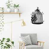 Cage metal wall art in Texture Black hung above a sofa in a living room, 45x60cm
