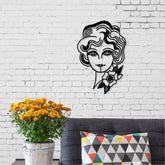 Metal Wall Art-no:43 Woman In Flowers in Texture Black