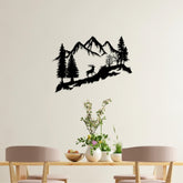 Metal Wall Art - Deer in the Forest 60cm in Texture Siyah