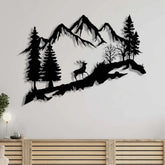 Metal Wall Art - Deer in the Forest 75cm in Texture Siyah