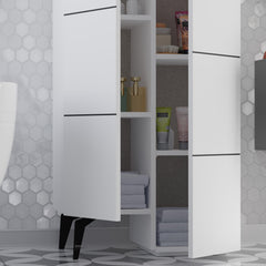 Stair Modern Hallway Storage - Multipurpose Cabinet 156 x 62 x 37 cm – White