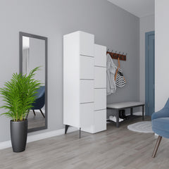 Stair Modern Hallway Storage - Multipurpose Cabinet 156 x 62 x 37 cm – White
