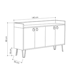 Dea Console Table – Anthracite & Light Mocha – Modern Sideboard Unit – dimensions (cm)