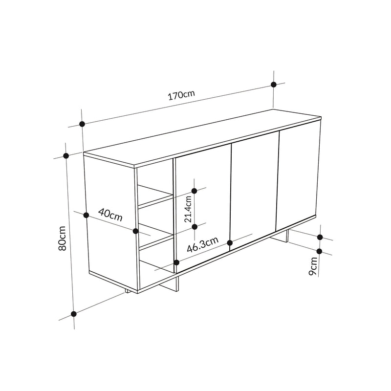 Stockton Modern Console Unit with Open Shelves - Additional Image 8
