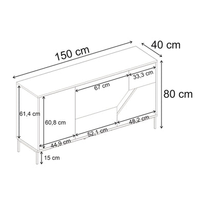 Vesco Modern Sideboard Natural Oak Sandstone 150cm - Additional Image 3