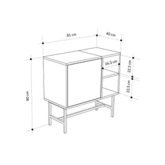 Mona Mini Console Table with Storage & Shelves – dimensions (cm)