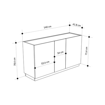 140cm Sideboard – Oak Effect | Dione - Additional Image 3