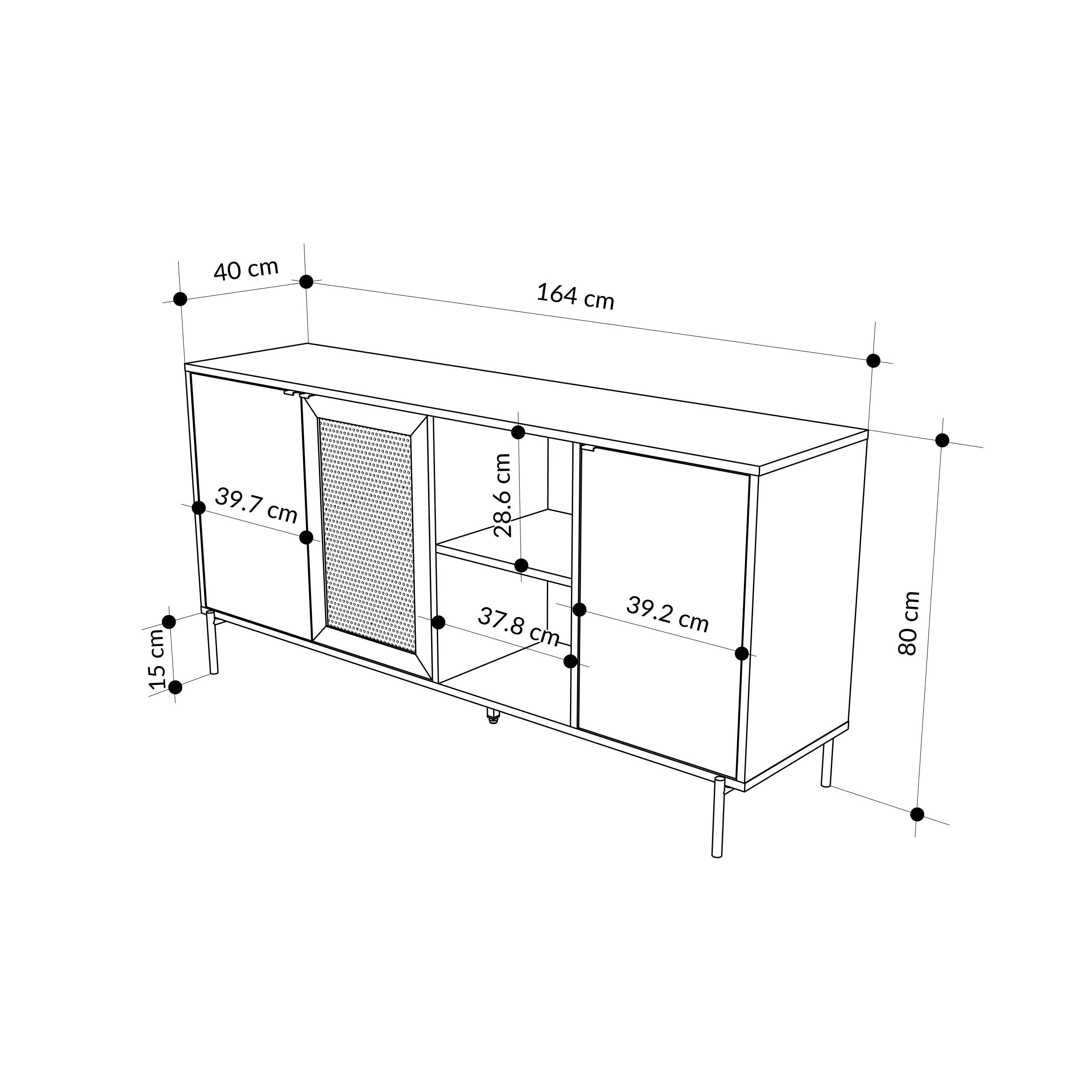 New Inca 3 Door Sideboard with Open Shelves - Additional Image 4