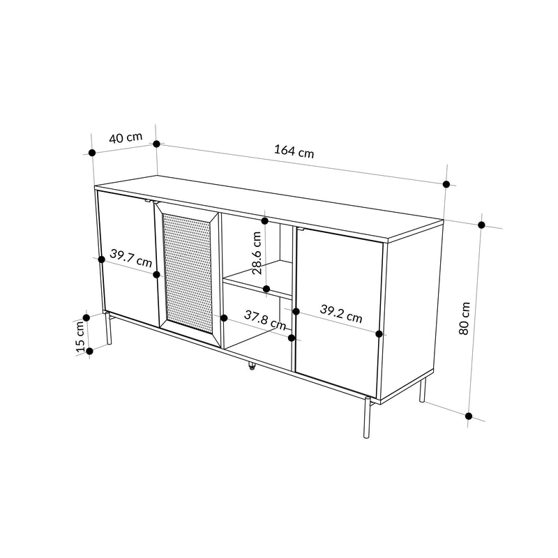 New Inca 3 Door Sideboard with Open Shelves - Additional Image 4