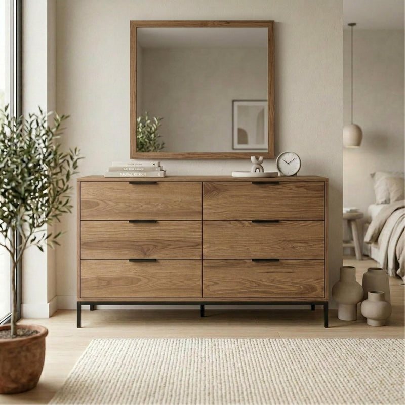 Mars 6 Drawer Wide Chest of Drawers Whiskey Oak W140 cm - Additional Image 7