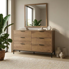 Mars 6 Drawer Wide Chest of Drawers Whiskey Oak W140 cm – Whiskey Oak