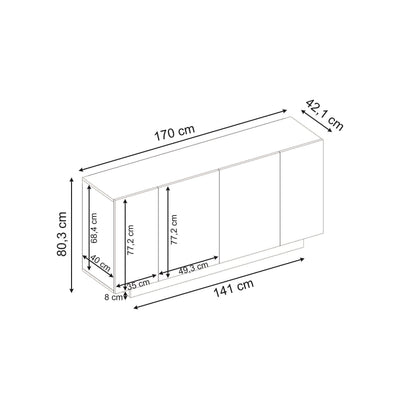 Victor Console Sideboard 4 Doors dimensions